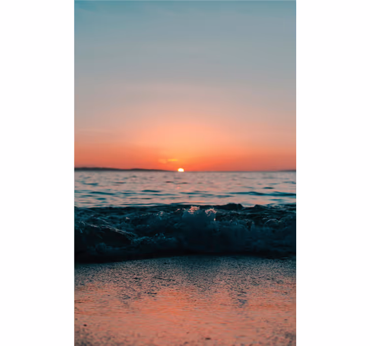 Cortina roller baño puesta de sol en una playa - TenVinilo