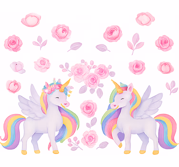 Cortina roller infantil unicornio rosa y flores - TenVinilo