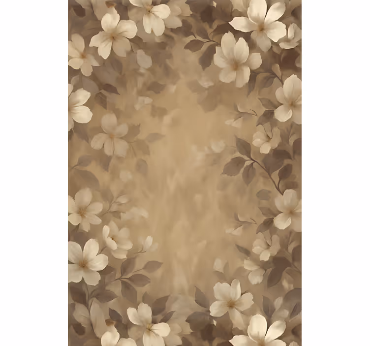 Cortina roller living comedor flores pintadas de beige - TenVinilo
