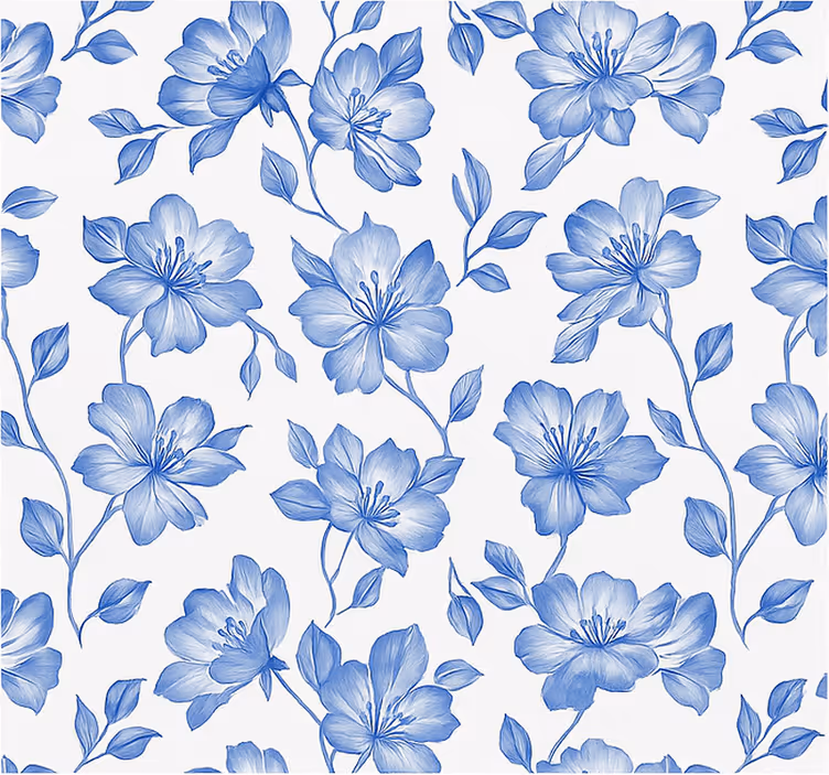 Cortina roller habitación matrimonio floral azul y blanco - TenVinilo