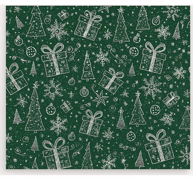 Cortina roller living comedor navidad blanca y verde - TenVinilo