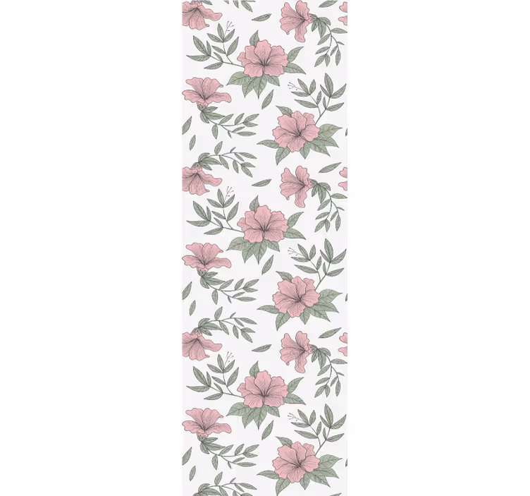 Cortina roller comedor motivo floral rosa - TenVinilo