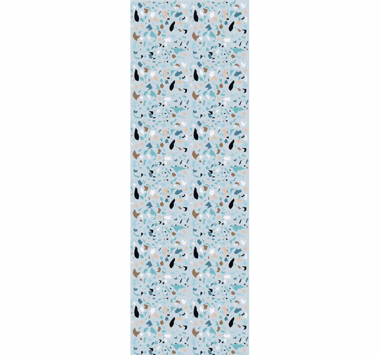 Cortina roller comedor efecto terrazo azul claro - TenVinilo