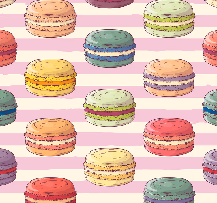 Cortina roller cocina patrón de macarons coloridos - TenVinilo