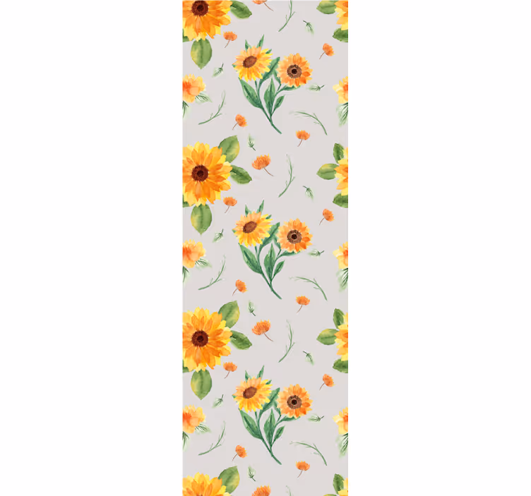 Cortina roller cocina patrón de flores acuareladas - TenVinilo