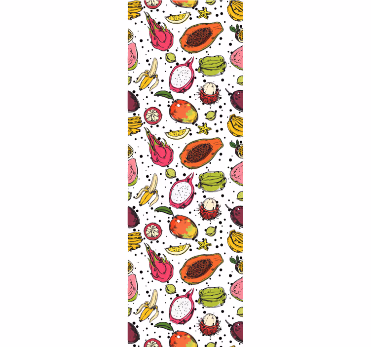 Cortina roller cocina boceto de frutas exóticas - TenVinilo