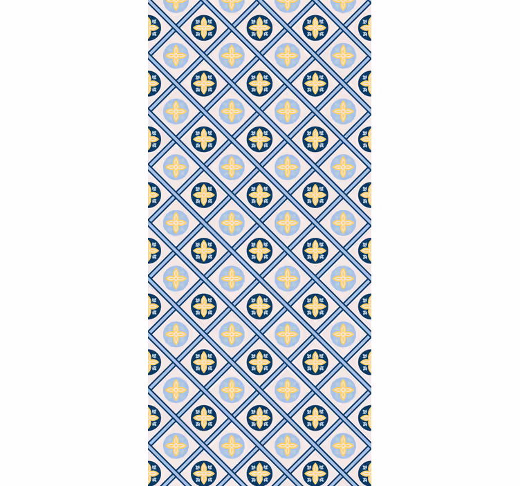 Cortina roller cocina azulejo portugués azul y amarillo - TenVinilo