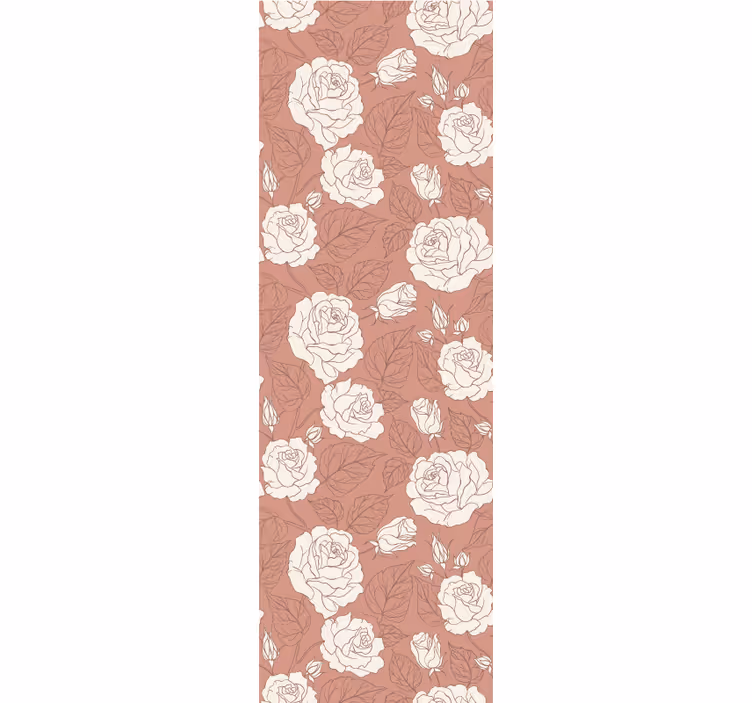 Cortina roller comedor rosas grandes terracota - TenVinilo