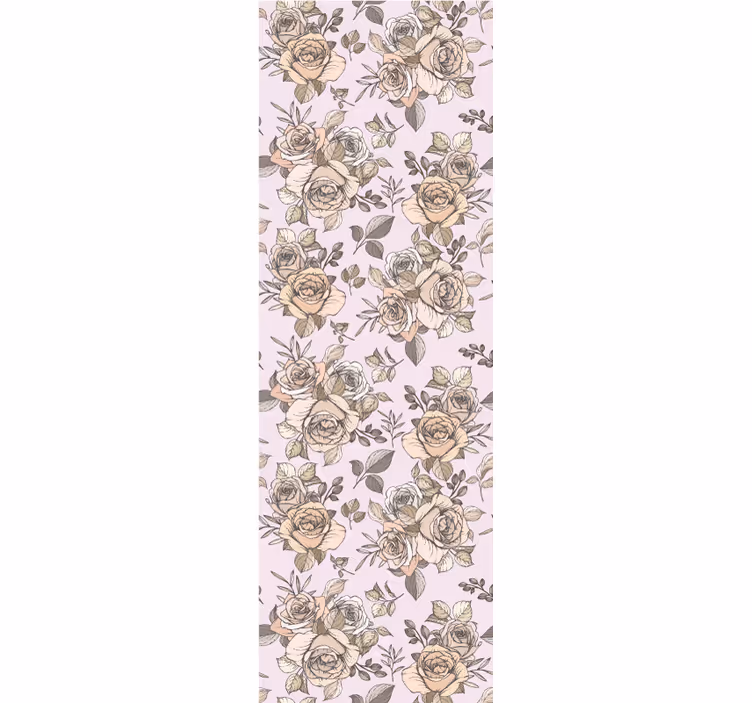 Cortina roller comedor fondo de rosas shabby chic - TenVinilo
