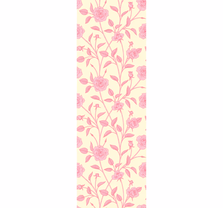 Cortina roller comedor rosas pequeñas vintage fondo rosa - TenVinilo