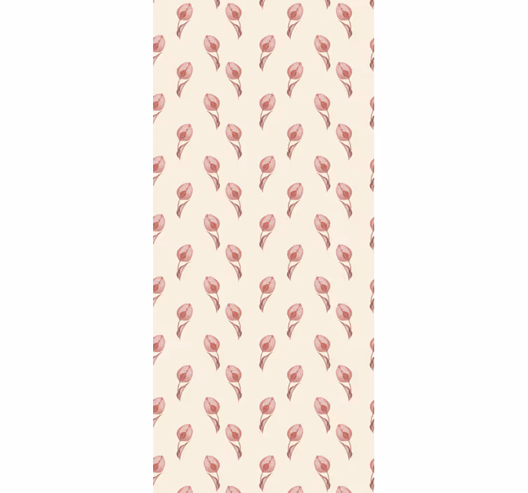 Cortina roller comedor patrón de pequeños tulipanes rosas - TenVinilo