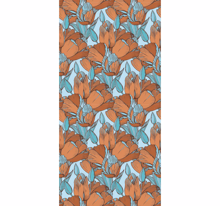 Cortina roller comedor diseño artístico tulipanes marrones - TenVinilo
