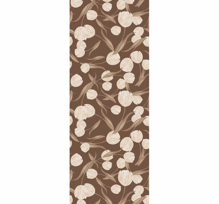 Cortina roller comedor patrón tulipanes beige elegante - TenVinilo