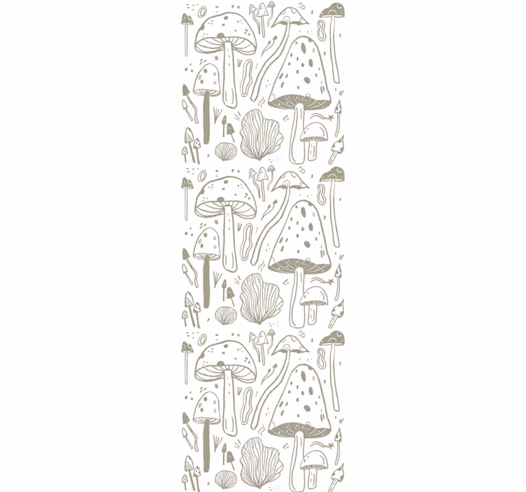 Cortina roller comedor patrón de champiñones beige - TenVinilo