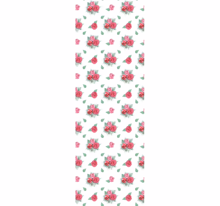 Cortina roller comedor patrón de rosas rosas y rojas - TenVinilo