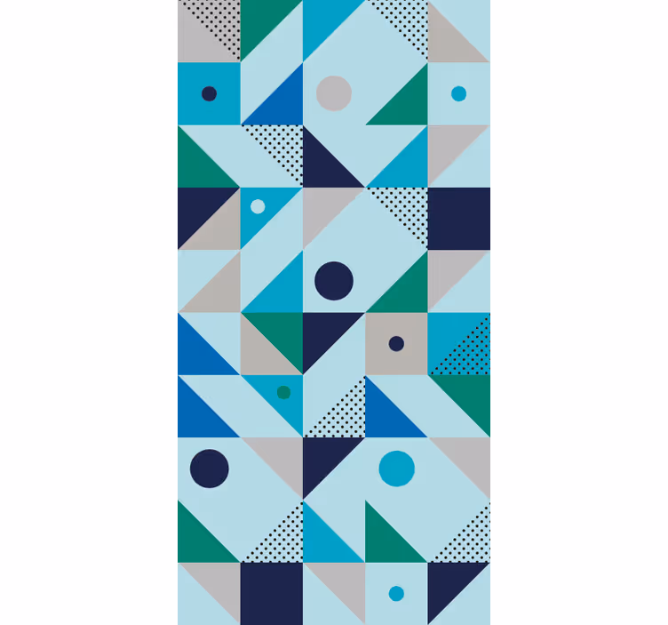Cortina roller comedor en patchwork azul - TenVinilo