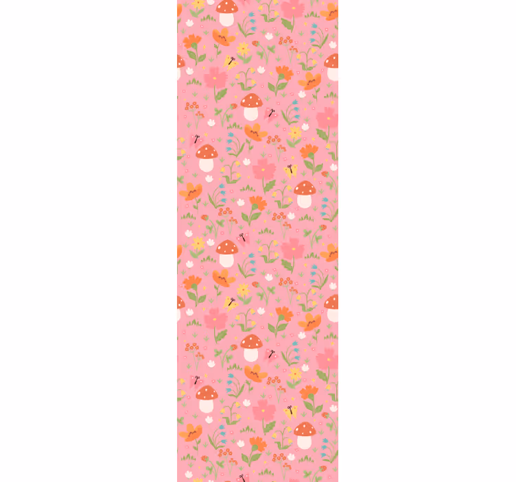 Cortina roller infantil con patrón de setas florales - TenVinilo