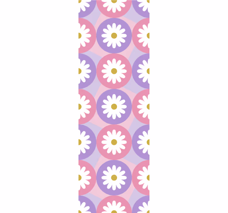 Cortina roller infantil patrón cuadrado de flores rosas - TenVinilo
