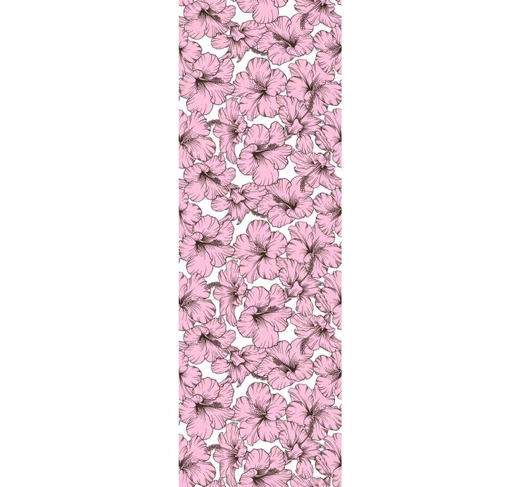 Cortina roller infantil patrón de hibisco rosa - TenVinilo