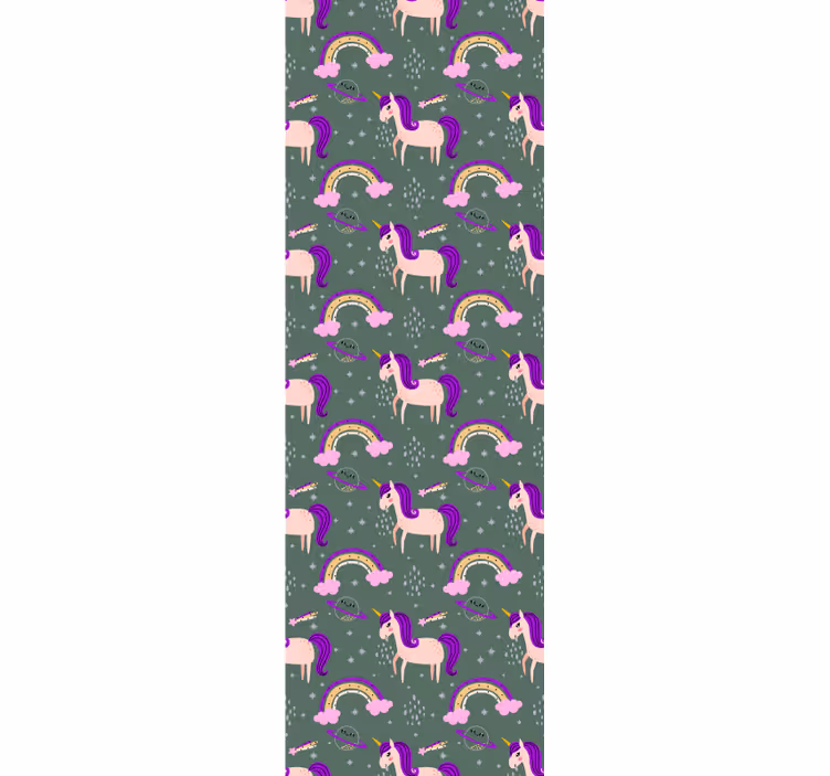 Cortina roller infantil unicornios rosa y verde - TenVinilo