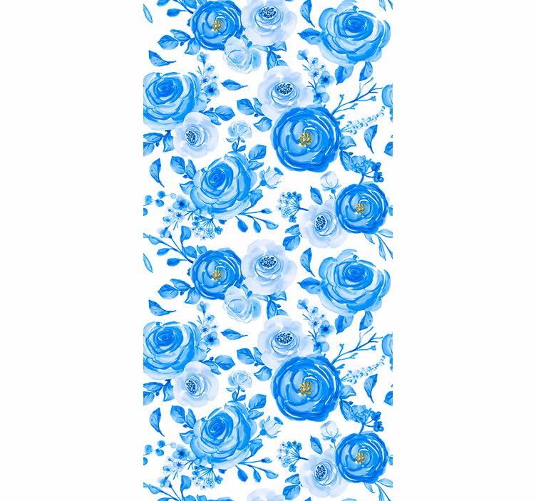 Cortina roller infantil flores azules y relojes nórdicos - TenVinilo