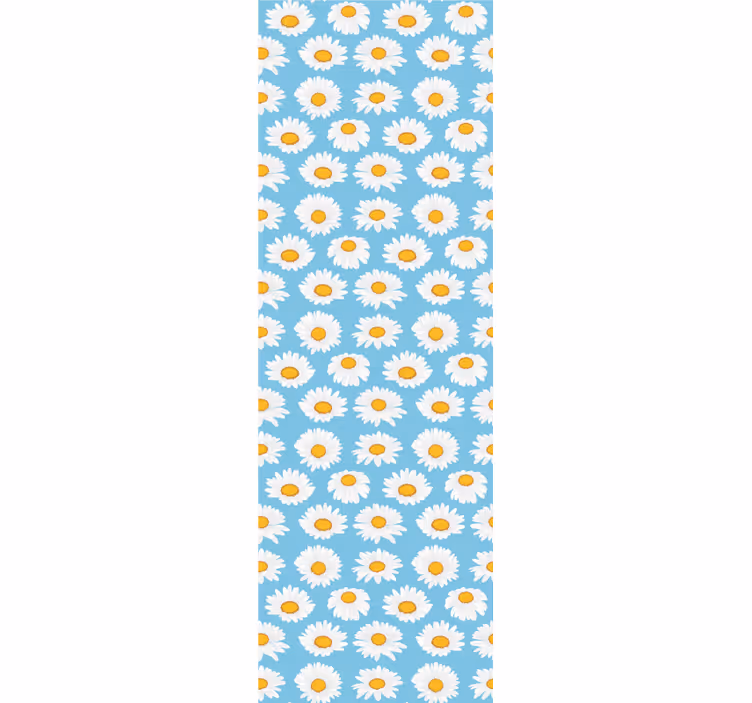 Cortina roller infantil con estampado de margaritas azul - TenVinilo