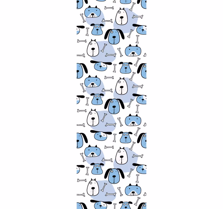 Cortina roller infantil patrón de perros dibujados azul - TenVinilo