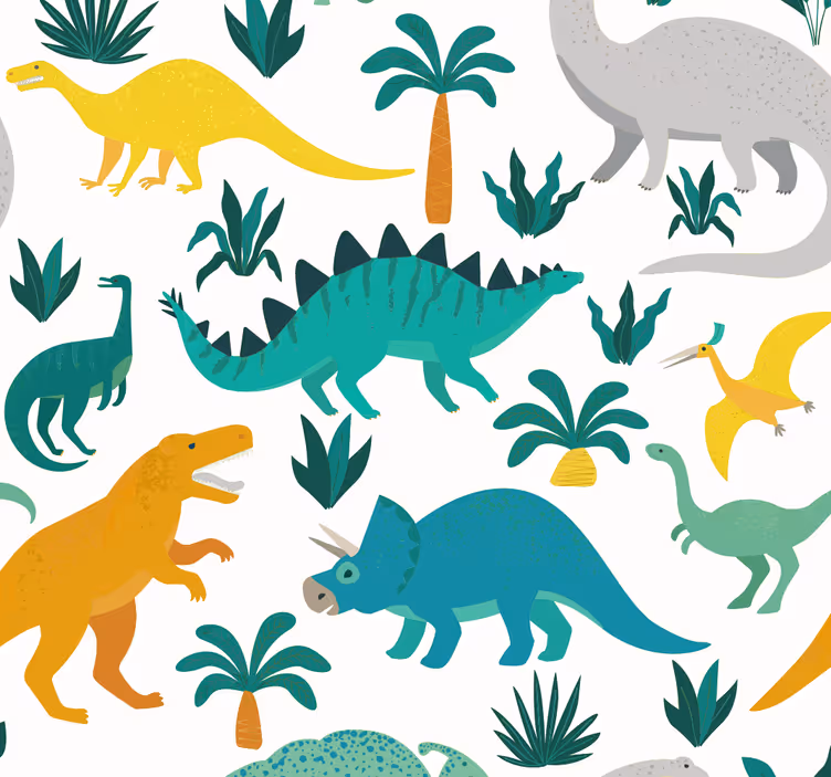 Cortina roller infantil dinosaurios con árboles - TenVinilo