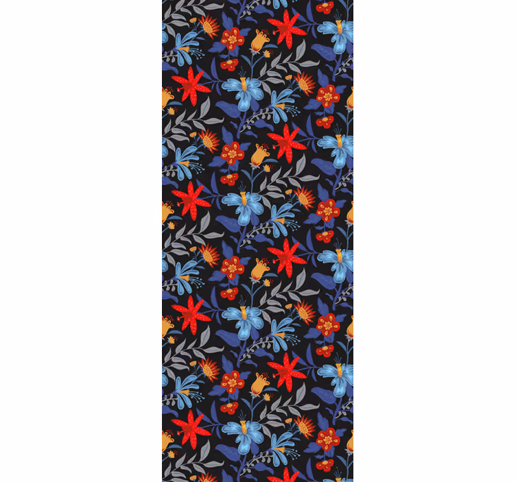 Cortina roller oficina estampado floral negro - TenVinilo