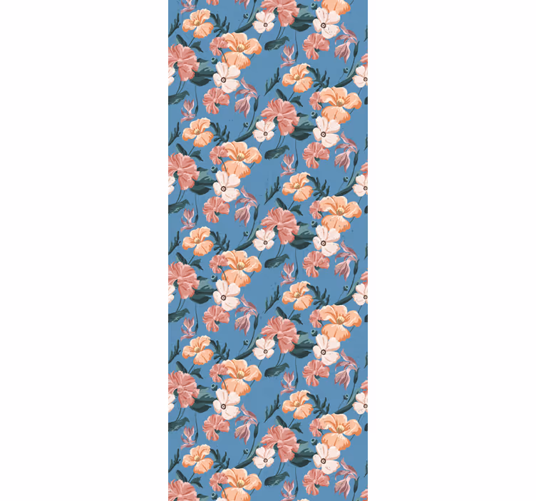 Cortina roller oficina estampado de flores jeans - TenVinilo