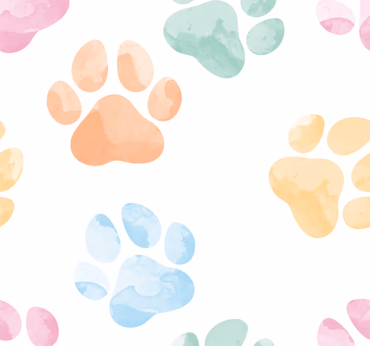 Cortina roller oficina patas de mascotas en colores pastel - TenVinilo