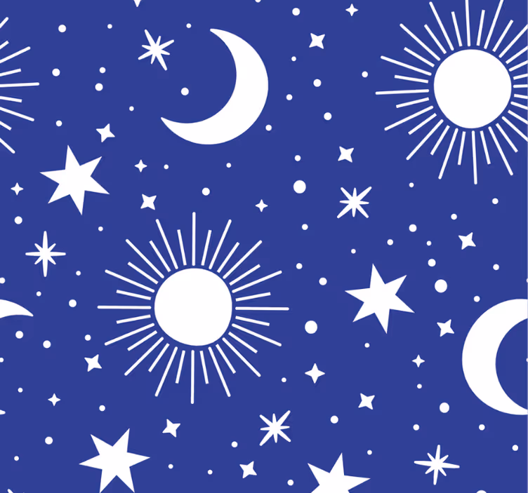 Cortina roller juvenil estrellas y lunas sobre fondo azul - TenVinilo