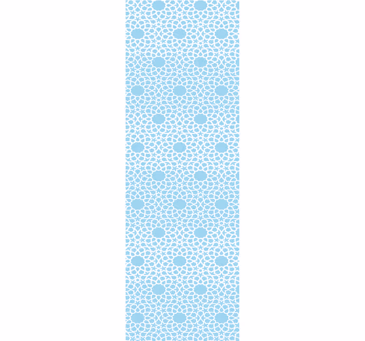 Cortina roller moderno patrón geométrico azul y blanco - TenVinilo