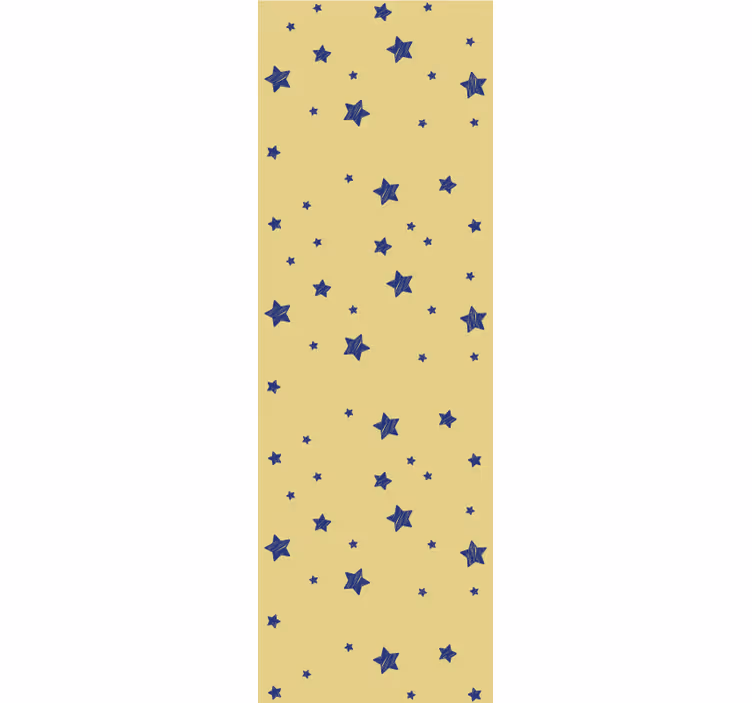 Cortina roller moderno estrellas azules sobre fondo amarillo - TenVinilo