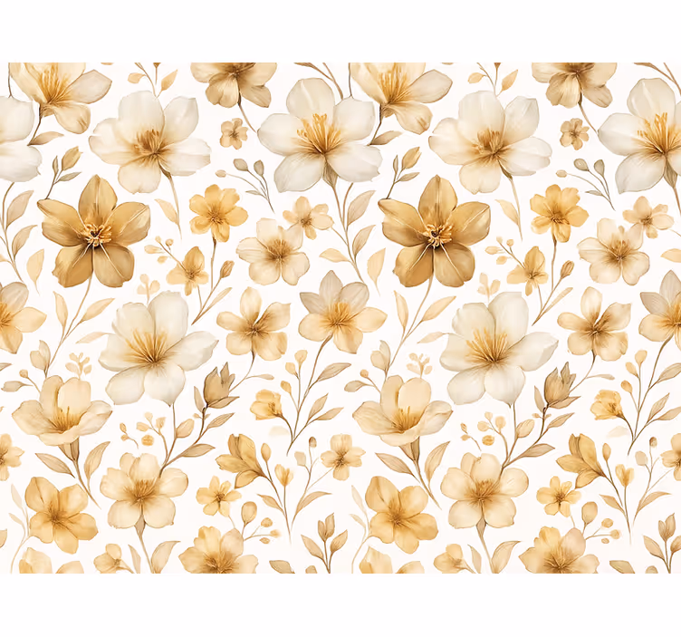 Cortina roller amarilla diseño floral realista - TenVinilo