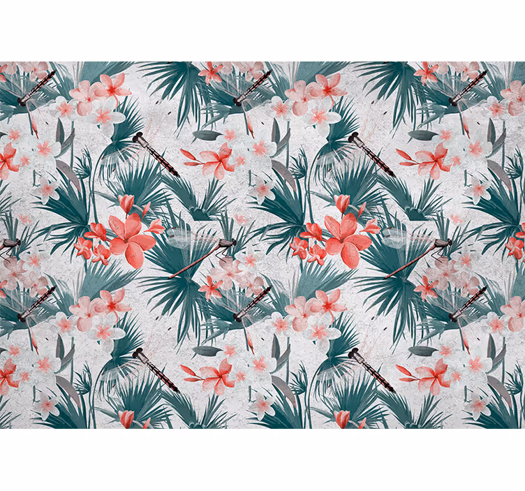 Cortina roller cocina plantas y flores tropicales - TenVinilo