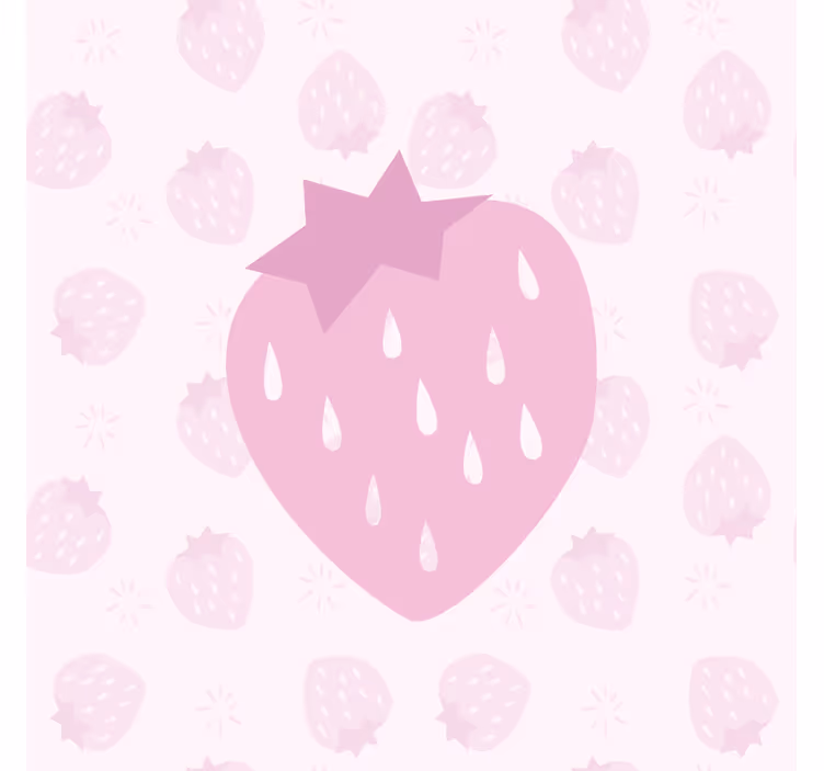 Cortina roller cocina estampado de fresas sobre rosa - TenVinilo