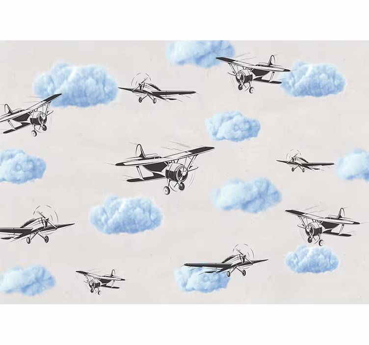 Cortina roller blanca aviones en el cielo - TenVinilo