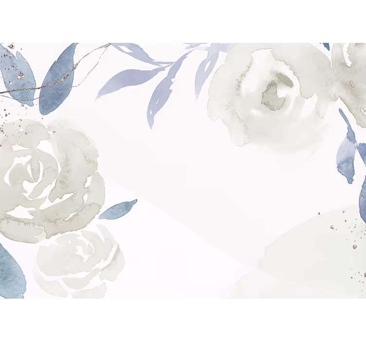 Cortina roller blanca ilustración decorativa floral - TenVinilo