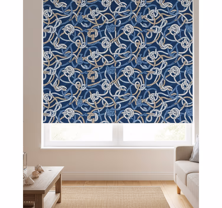 Cortina roller living comedor nudos marineros - TenVinilo