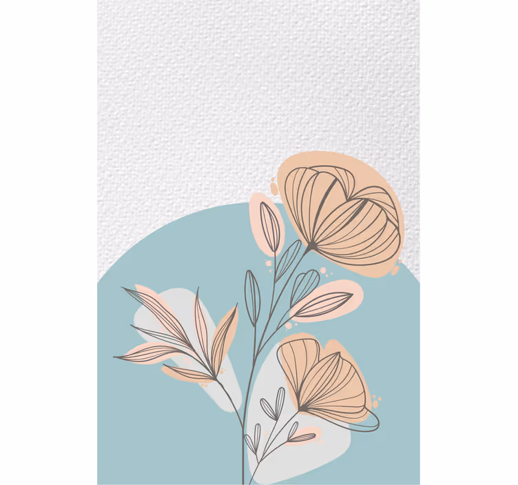Cortina roller living comedor pintura de flores - TenVinilo
