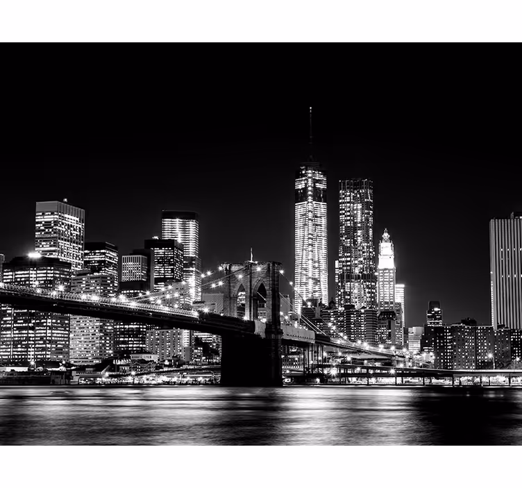Cortina roller negra fotomural nueva york río este - TenVinilo