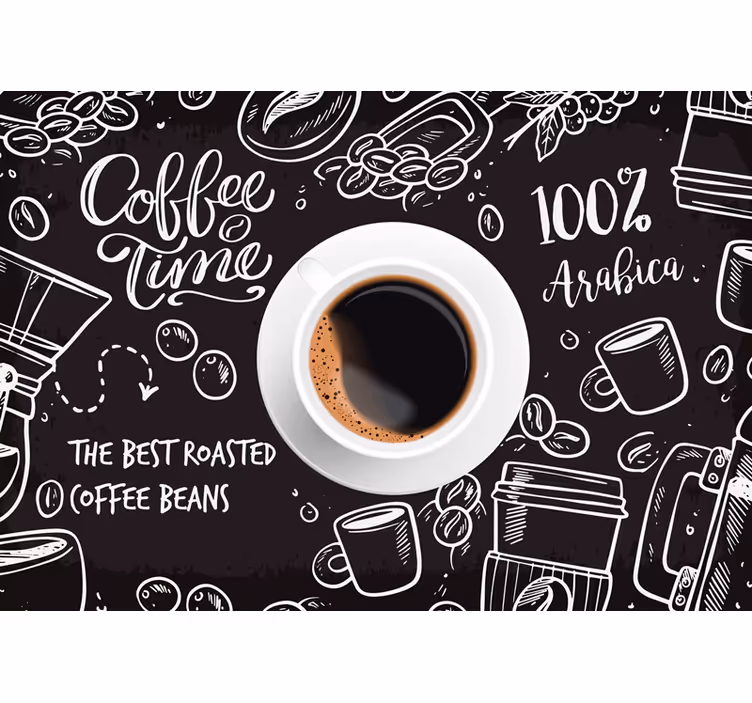 Cortina roller negra imágenes de café - TenVinilo
