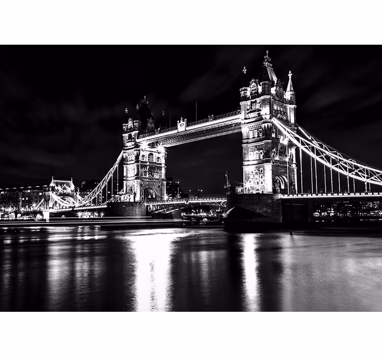 Cortina roller negra puente de londres de noche - TenVinilo