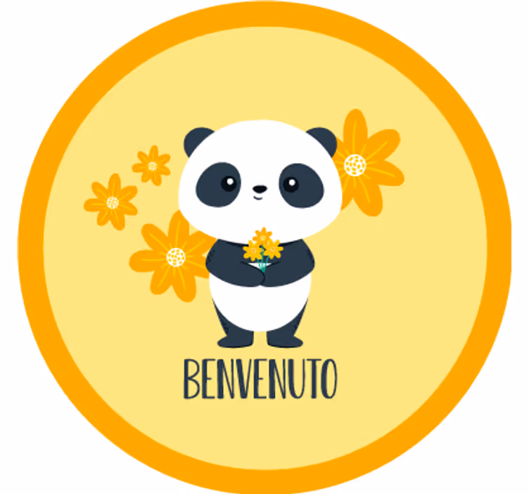 Cortina roller amarilla panda bienvenido a mi habitación - TenVinilo
