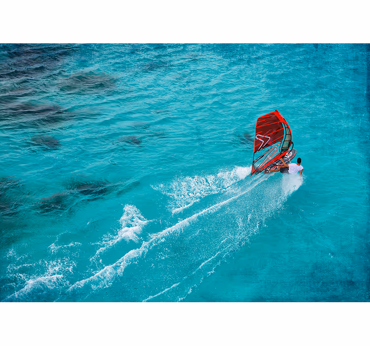 Cortina roller azul windsurfista en el agua - TenVinilo