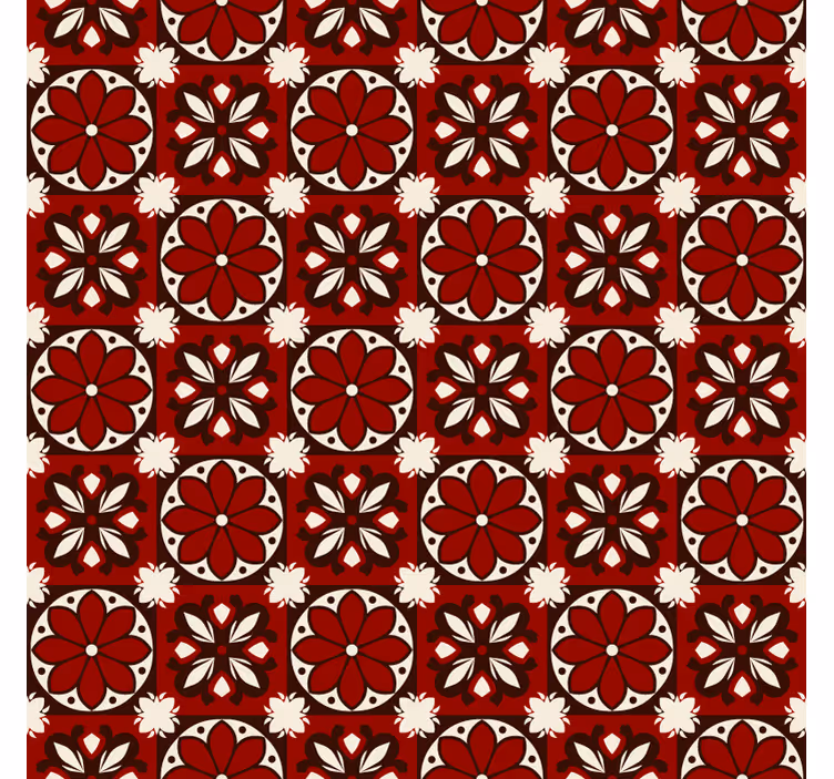 Cortina roller roja patrón de azulejos vintage - TenVinilo