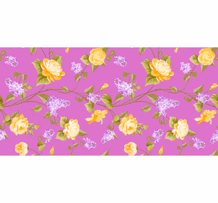 Cortina roller morada patrón floral en flor - TenVinilo