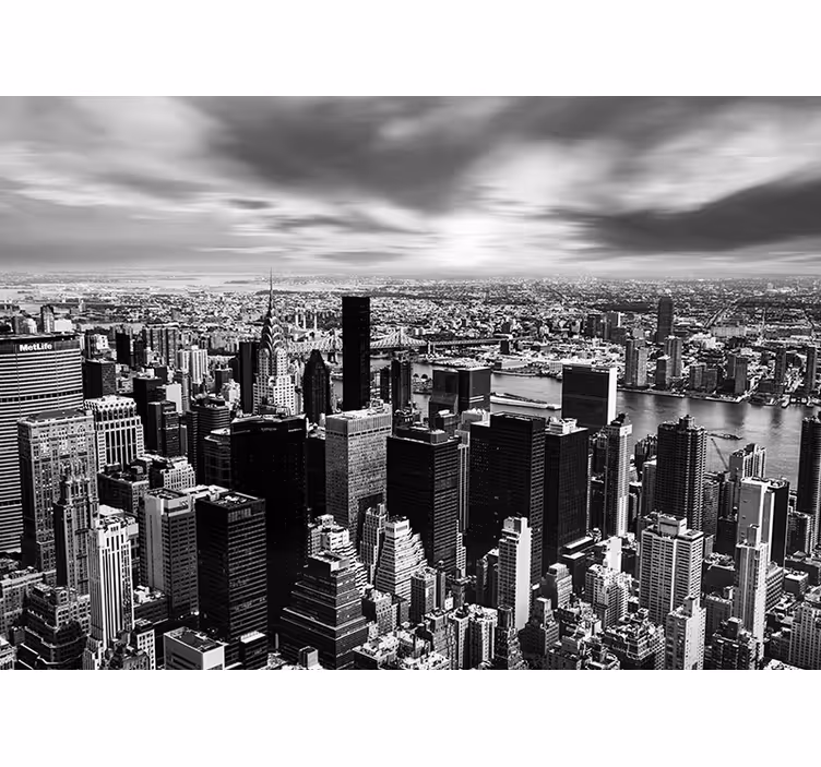Cortina roller living comedor panorama del skyline urbano - TenVinilo