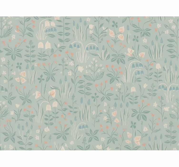 Cortina roller azul floral escandinavo - TenVinilo